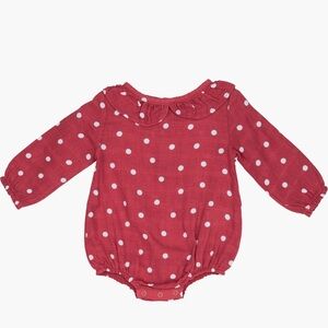 Angel Dear ruffle collar bubble Polka dot hot pink/red